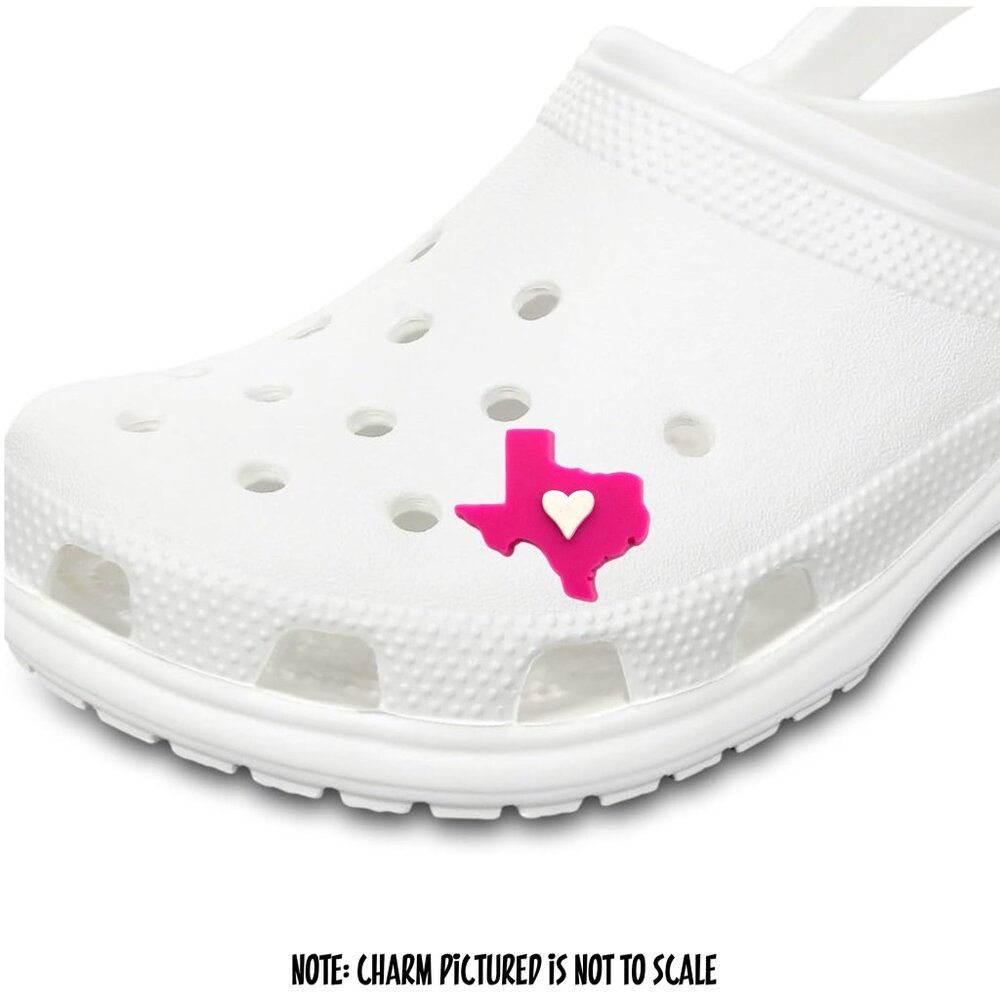 Texas State Pink White Heart Croc Charm